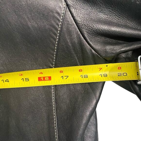 Michael Kors Full Zip Short 100% Leather Black Moto Jacket Women’s Size Large - Picture 8 of 11